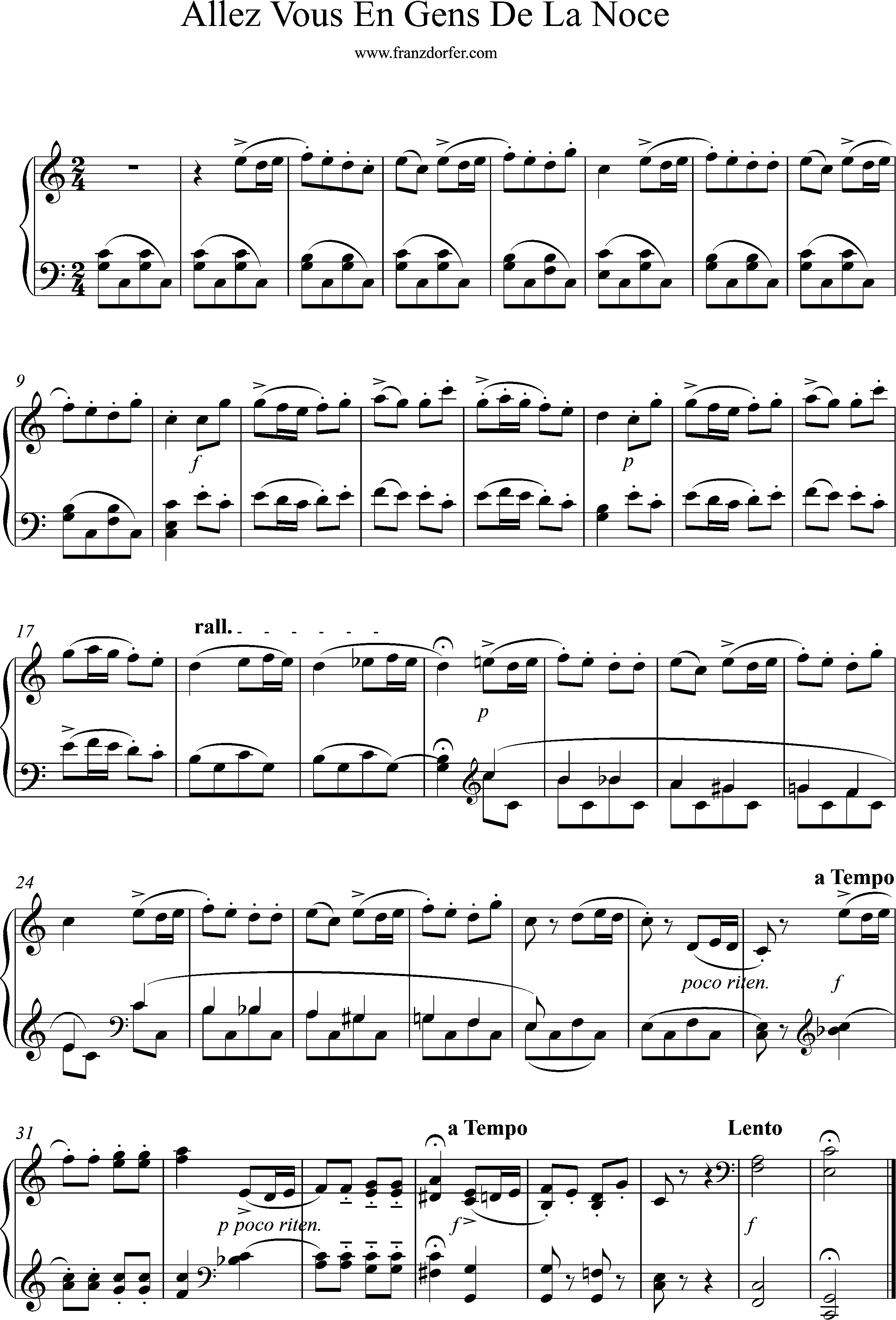 piano sheetmusic, C-Major